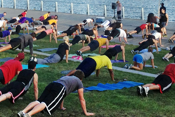 Yes, that's Tony Horton leading a P90 class at Yards Park