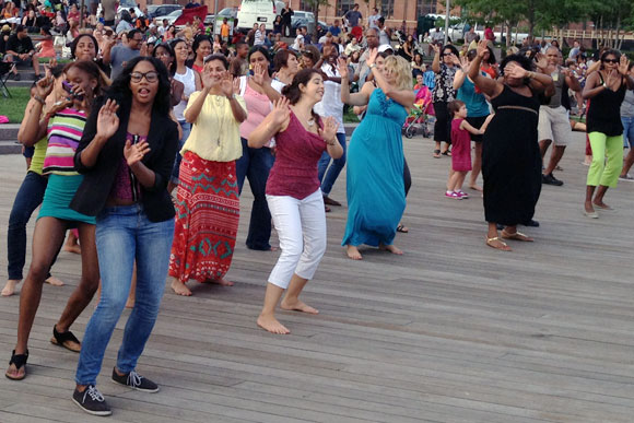 A dance party at a Yards Park summer concert