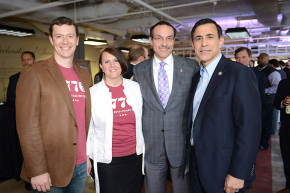 Evan Burfield, Donna Harris, D.C. Mayor Vincent Gray and U.S. Rep. Darrell Issa (R-CA)