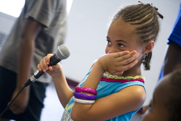 Gabrielle Long, 7, gets shy