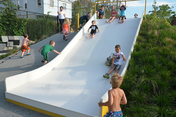 Somerville, Mass's Chuckie Harris Park boasts a giant slide