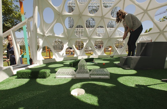 An artist-designed mini-golf hole in Minneapolis, MN