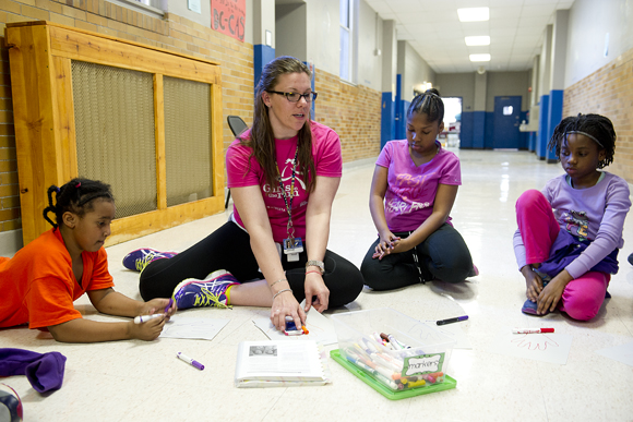 Girls at Friendship Woodridge Public Charter School in Northeast learn about positive self-image.