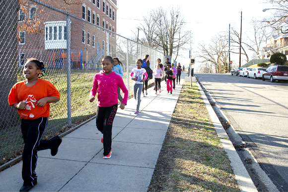 Each meeting of Girls on the Run at Friendship Woodridge PCS starts with a life lesson, then moves into physical activity