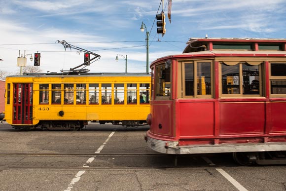 Trolley lines in Memphis's South Main Arts District