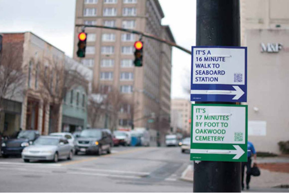 "Walk Your City" signs in Raleigh