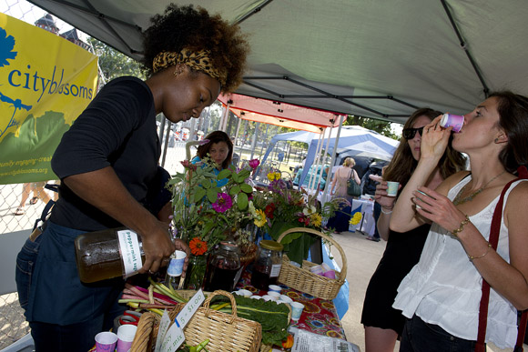 Nonprofit City Blossoms serves tea made with student-grown mint