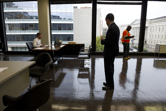 This third-floor room has traditionally been a "staff-only" room, despite the floor-to-ceiling windows and open sight lines. The plan is to open this room to the public