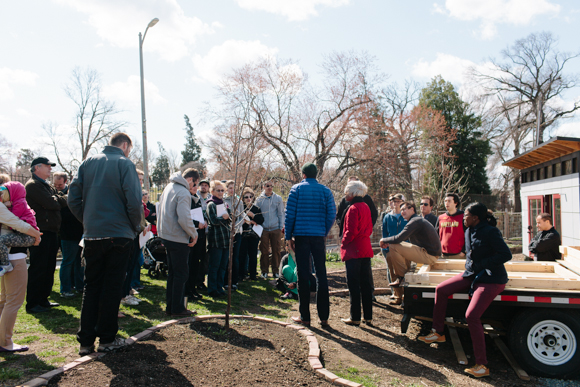 In April, the tiny-curious gathered at the Micro Showcase lot to tour existing tiny homes and view the Academy's home in progress