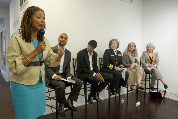 Lisa Richards Toney, interim director of the DC Commission on the Arts and Humanities, welcomes participants to the "Healing Through Art" panel discussion
