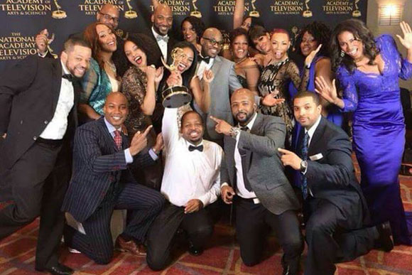 Anthony Anderson (center, holding Emmy), created the award-winning web soap Anacostia