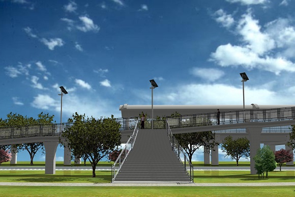 Artist's rendering of pedestrian bridge over railroad tracks near Rhode Island Ave. Metro