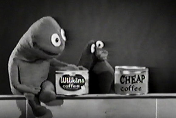 Wilkins and Wontkins, the Wilkins Coffee mascots for the company that once had its headquarters on this spot
