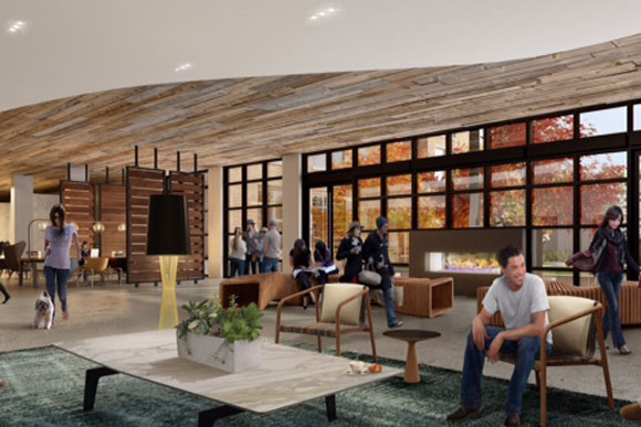 A rendering of Station House's lobby