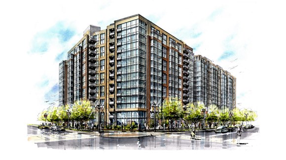 Second-phase rendering of the Meridian at Mount Vernon Triangle project