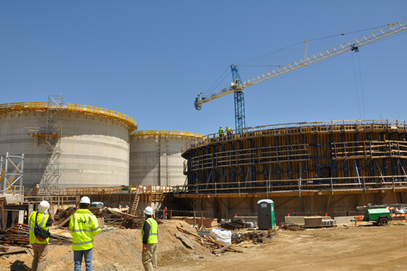 The digester tanks being built