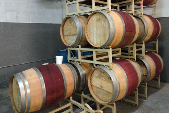 Wine barrels from Boxwood Winery, to be used in making sour beers