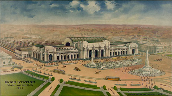 Print showing Union Station in 1906, a year before it officially opened