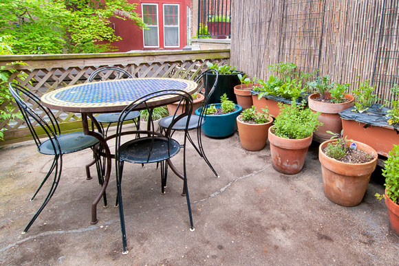 A sunny patio is part of the experience at Heather Block's Airbnb listing on Capitol Hill