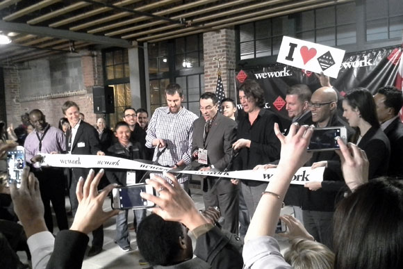 Mayor Vincent Gray cuts the ribbon at WeWork Wonderbread Factory after announcing the Digital District initiative