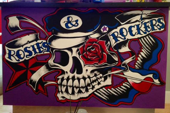 A mural inside Rosies and Rockers