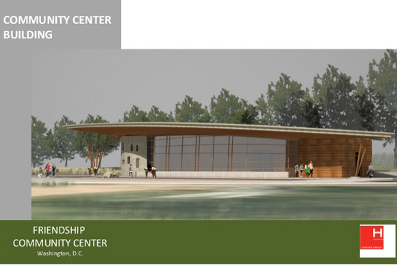 A rendering of the proposed community center