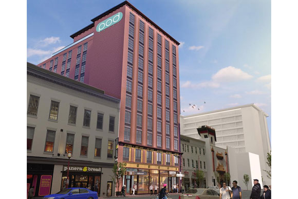 Rendering of the Pod Hotel at 627 H St NW